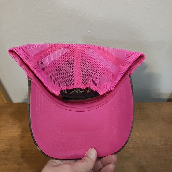 John Deere Camo/Pink Mesh Snap Back Hat Cap - Picture 7 of 8